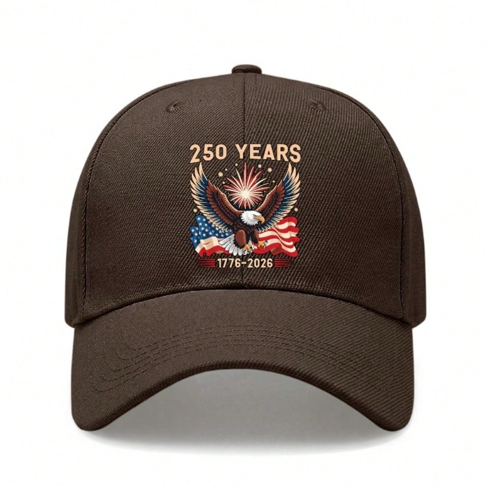 [250 Years Baseball Cap] Unisex Adjustable Polyester Printed Eagle Vintage Style Baseball Hat For Patriotic Holiday & Daily Wear