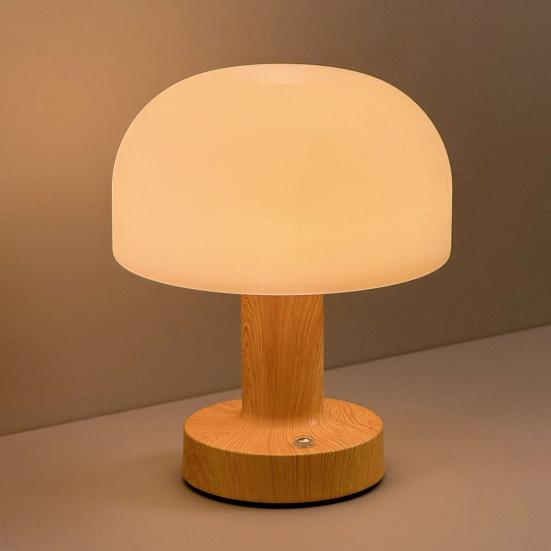 Yousheng Pilzlampe LED Nachtlicht Weiches Warmes Leuchten Touch-Steuerung 3 Farben Retro Dimmbar Wiederaufladbar Schreibtisch Tischlampe