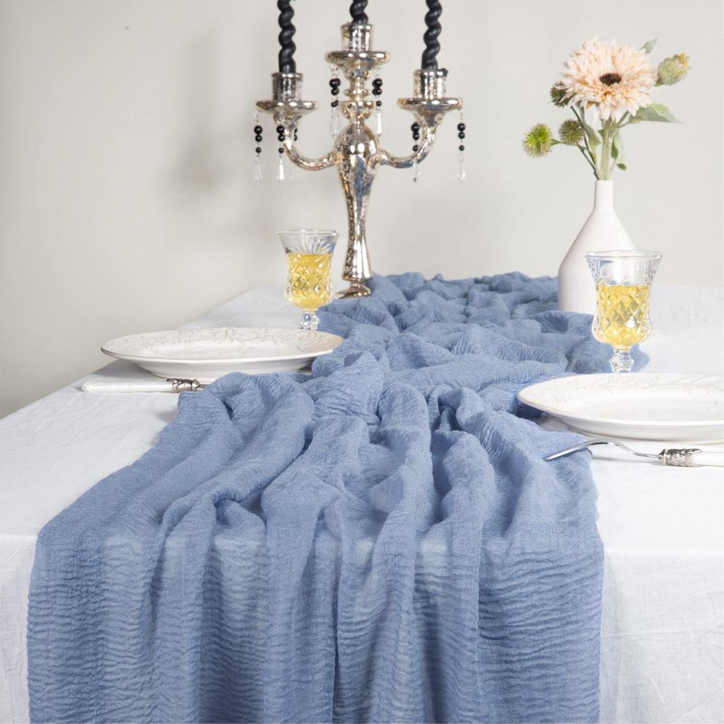 10pcs 36x118inch Sage Green Cheesecloth Table Runner Boho Gauze Wedding Dining Table Decor Reception Bridal Shower Tablecloth