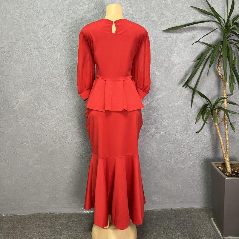 New 2023 African Two-Piece Set with Mesh Splicing and Hot Diamond Design