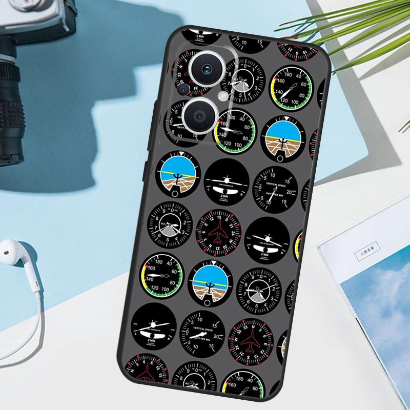 Flight Instruments Cockpit Cover For OPPO Reno 14F 13F 12F 11 F 10 12 13 14 Pro 7 8 Lite OPPO Find X9 X8 X6 X5 Pro Case