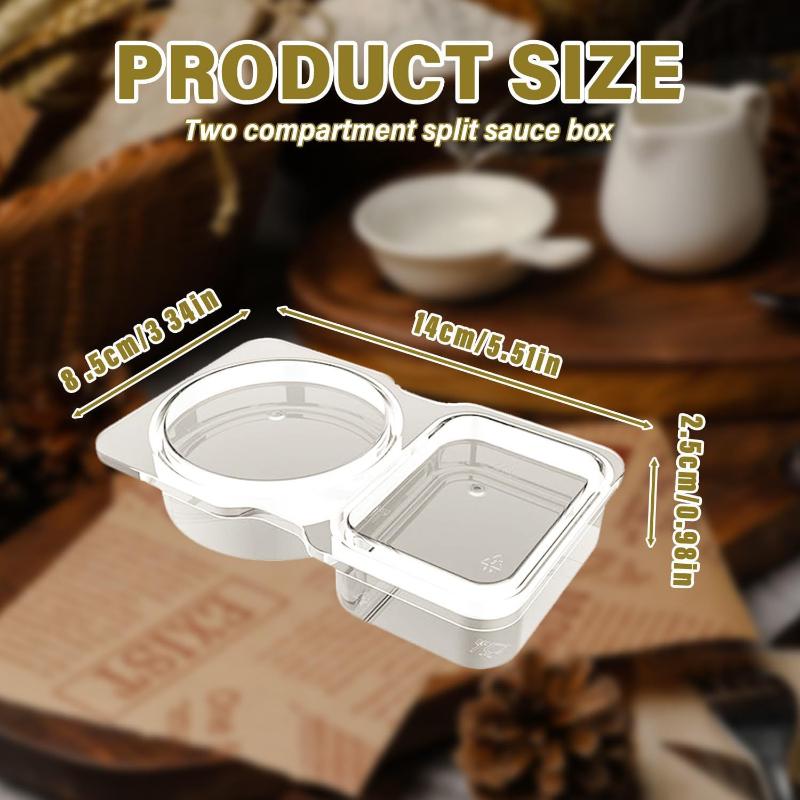 5/10/15/20Pcs Double Compartment Condiment Containers With Lids Portable Compartment Snack Boxes Suitable For Outdoor Picnics