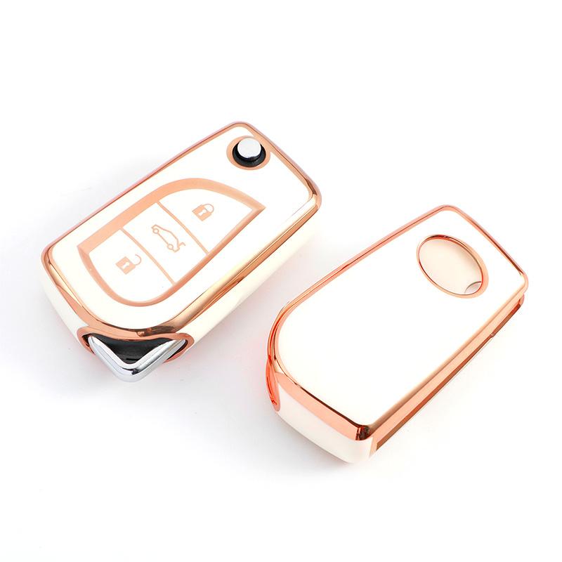 

3 кнопки TPU Shell держатель брелока для Toyota Auris Corolla Reiz Avensis Verso Yaris Aygo Rav4 Scion TC IM автомобильный дистанционный ключ чехол крышка белый