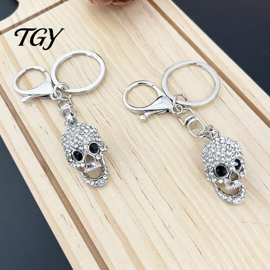 Unisex Keyring Bling Rhinestone Skull Keychain, Halloween Gothic Bag Charm Pendant, Handbags Backpacks Purse Accessory Keychain