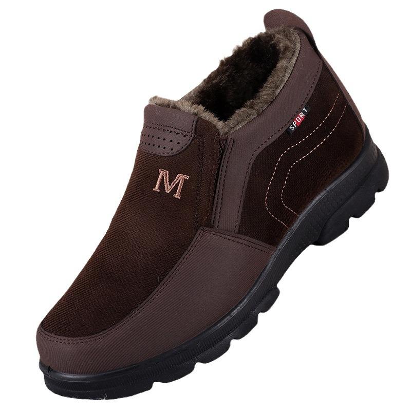 Herren Winter Freizeitschuhe Dicke Sohle Rutschfeste Plüsch Samt Fell Schuhe Stiefeletten Für Männer Winterschuhe Outdoor Schneestiefel Schlupfschuhe