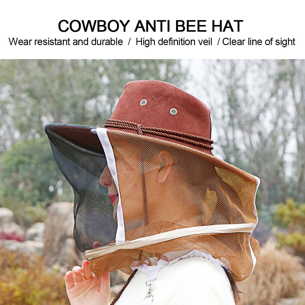 Cowboy Brown Red 360 degrees  Safe Protection Anti Bee Stinging Mosquito Biting Beekeeper Protective Hat