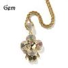 Trendy Hip Hop Donkey Flower Pendant Necklace with 5A Cubic Zirconia