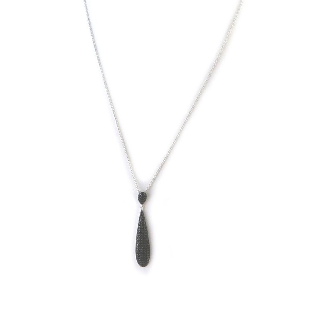Les Trésors De Lily [N6859] - Silver Necklace 'Sissi' Black Silver (rhodium Plated) - 40x8 Mm