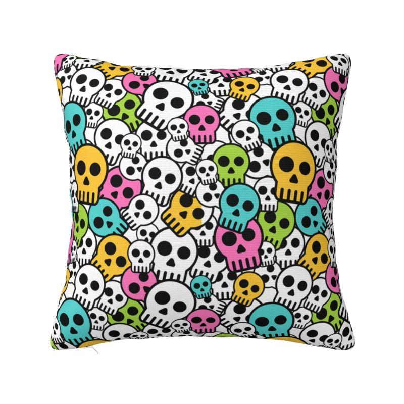 Custom Horror Skeleton Gothic Death Skull Cushion Covers 45x45cm Throw Pillow Case for Car Pillowcase Living Room Decoration