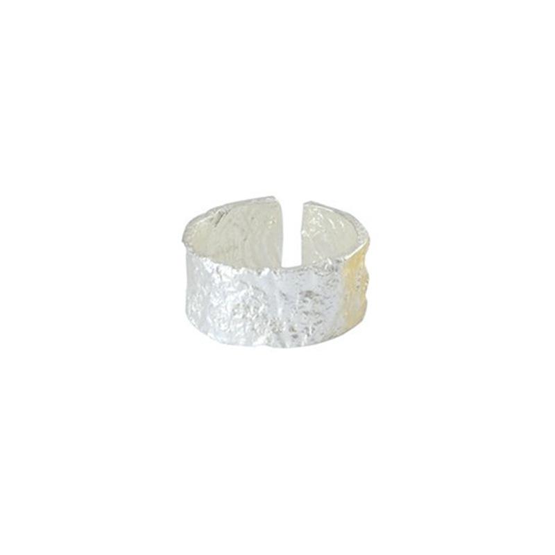 VENTFILLE 925 Sterling Silver Wide Rings for Women New Trendy Elegant Vintage Couples Simple Sweet Irregular Texture Jewelry