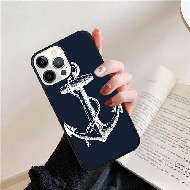 Stripes Anchor Boat Ship Wheel Phone Case Back Cover for iPhone 17 Air 16 15 14 13 11 12 Pro Max Plus Shell Coque