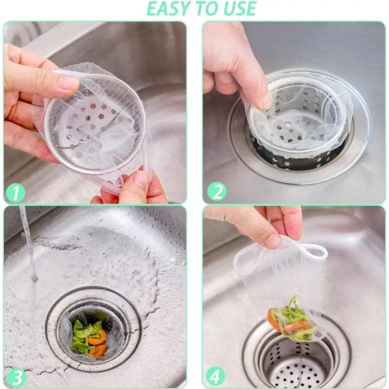 100PCS Disposable Sink Filter Mesh Bags Anti-blocking Sewer Drains Filter Mesh Garbage Bag Strainers Net Kitchen Accessories