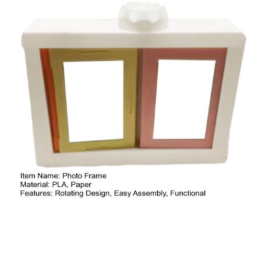 Roterande Fotoram 3D-tryckt Foto-karusell Rotera och Vänd Sidor Fotohållare Skrivbordsdekoration för Visning Organisering av Foton