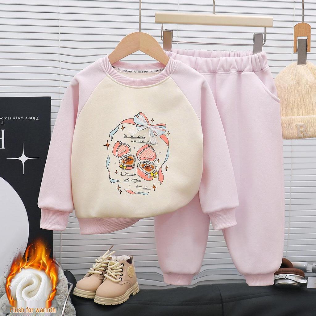 Nová unisex bavlněná souprava mikiny a tepláků pro děti - Teplá, barevný blokový design pro podzim/zimu