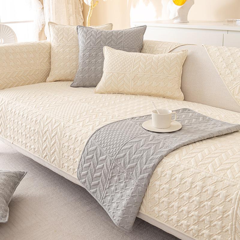 Nordic Pure Cotton Sofa Cushion Simple Modern Four Seasons Universal Non-Slip Fabric Seat Cushion Leather Sofa Cover Cover Cloth Towel