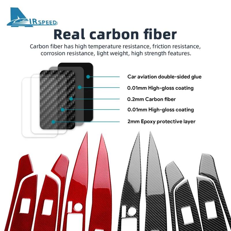Real Soft Carbon Fiber For Toyota Camry 2018      2024 LHD RHD Car Window Lift Button Switch Panel Trim