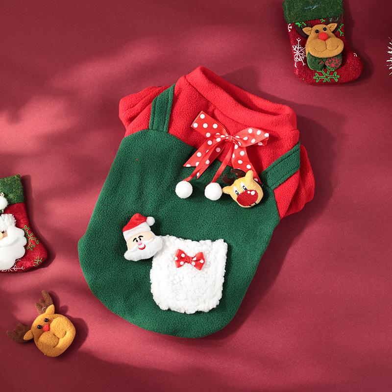 

Dog Christmas Clothes Elk Santa Claus Dog Cats Coat Hoodies Winter Thickened Padded Warm Pet Clothes Christmas Dogs Costume XS зелений