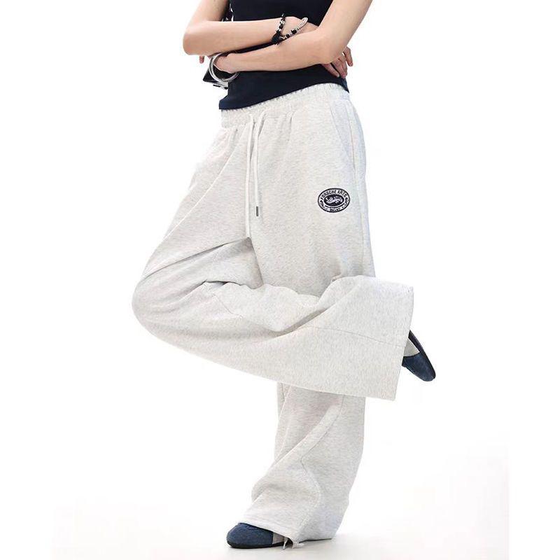 Girls' Retro Sport Patchwork Wide Leg Sweatpants