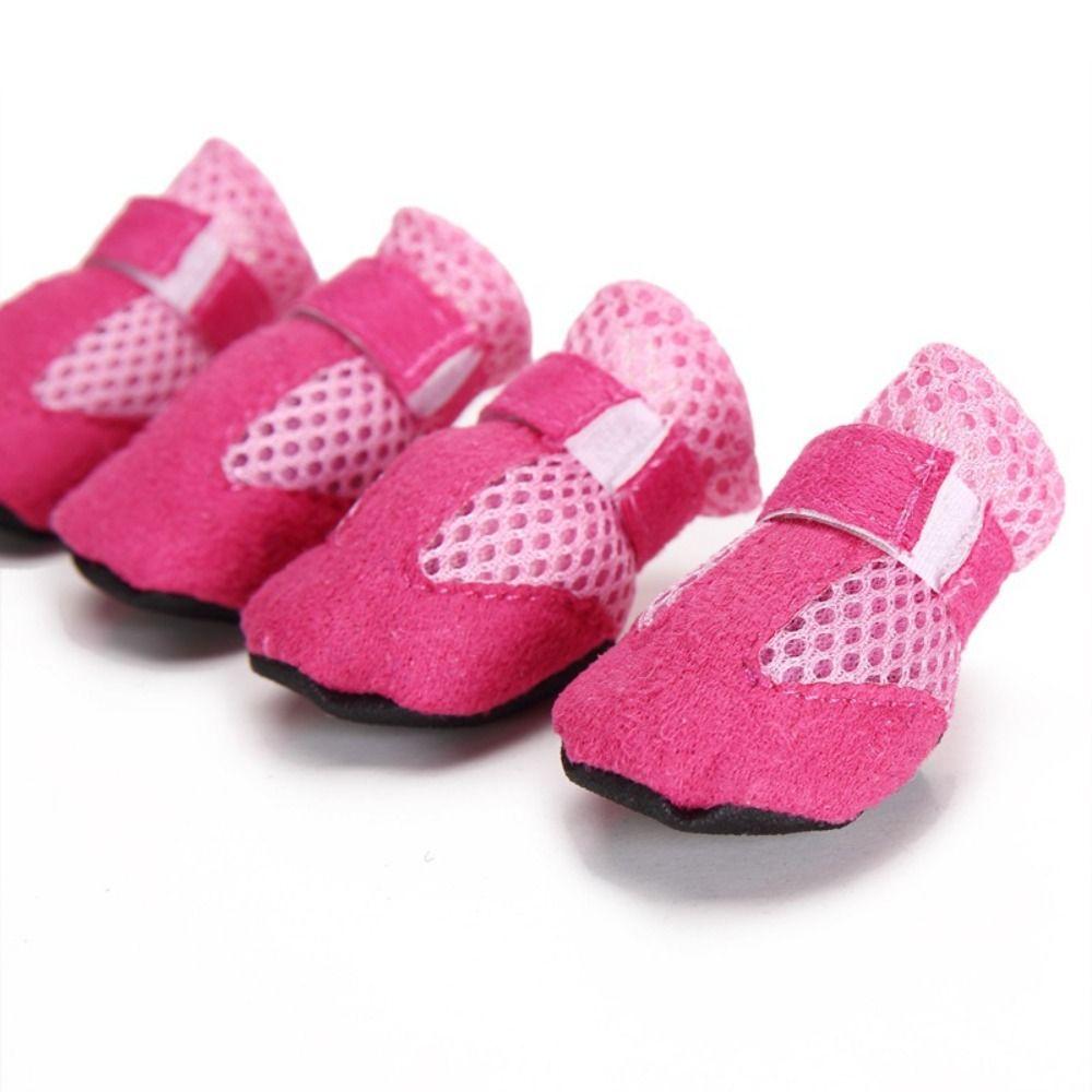 4pcs/set Soft-soled Dog Shoes Mesh Pet Sandals New Poodle Dog Shoes for Small Dogs Puppies