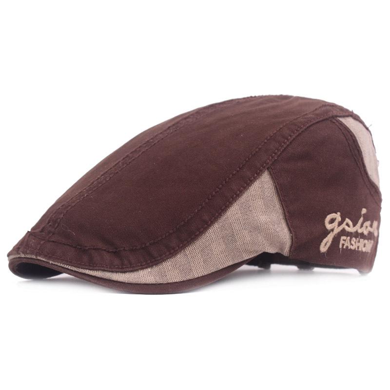 

Мужская кепка-берет из хлопка, весенне-летняя дорожная шляпа от солнца, английская ретро-кепка с утиным язычком, женская кепка M（56-58cm） темно-коричневого