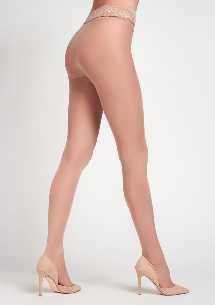 Rajstopy bezmajtkowe z koronkowym pasem półmat natural 2640 Lovely Legs