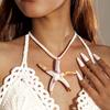 Starfish Resin Necklace Ocean Themed Jewelry for Women Trendy Summer Accessory Gift Adjustable Collarbone Chain
