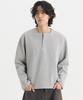 Denawo Waffle Henley Neck Crop Long Sleeve (Gray)