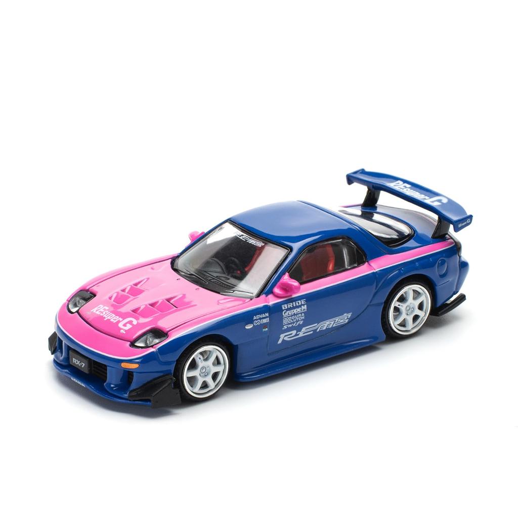 POP RACE Mazda RX7 Amemiya Blue Pink Finished Product PR640240 1/64 RE