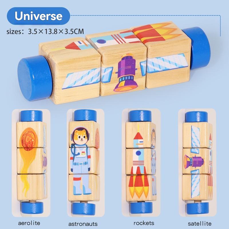 Wooden Rotating Puzzle Toy Educational Montessori Learning Block Toy for Toddlers Early Development and Fine Motor Skills