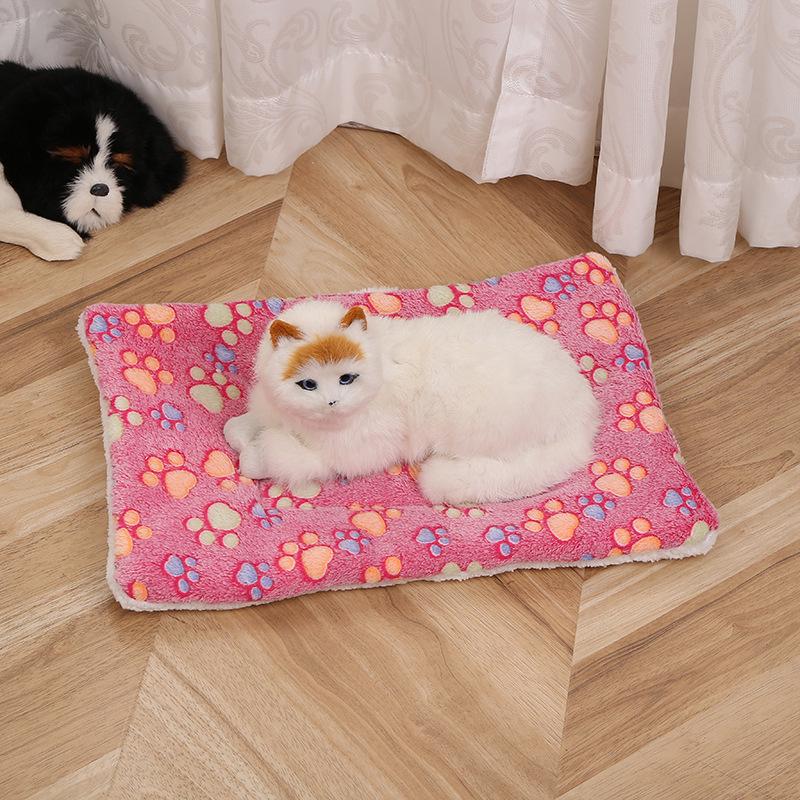 

Winter Warm Cartoon Pet Bed: Thick Cat & Dog Sleeping Mat with Full Face Print 40x30