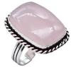 Rose Quartz Natural Gemstone Antique Silver Plated Ring US Size-7.25 A339