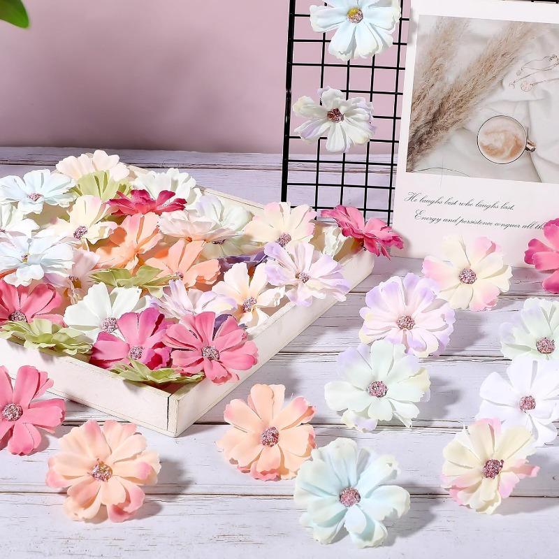 20/30Pcs Silk Daisy Artificial Flower Head Home Room Decoration Craft Flower Wreath DIY Party Bridal Wedding Decor New Year Gift