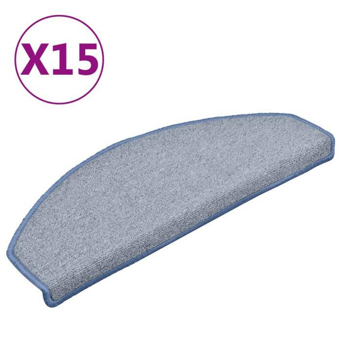 VidaXL Stair Treads 15 Pieces 65 X 24 X 4 Cm Light Grey and Blue Semicircular Large 322375