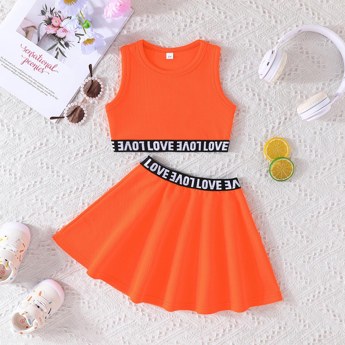 

Новая детская летняя одежда для детей 3-7 лет, пляжный костюм для девочек, юбка, милый спортивный костюм с юбкой 8Y оранжевый