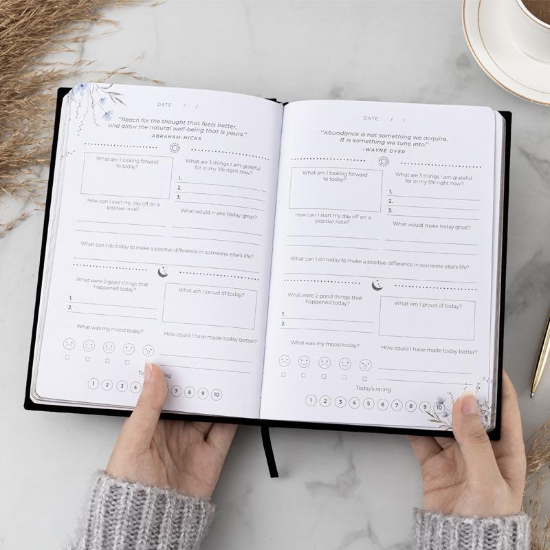 Custom A5 Hardcover Self-Care Journal Personal Reflection Daily Planner Notebook Stationery Use with Fabric Cover