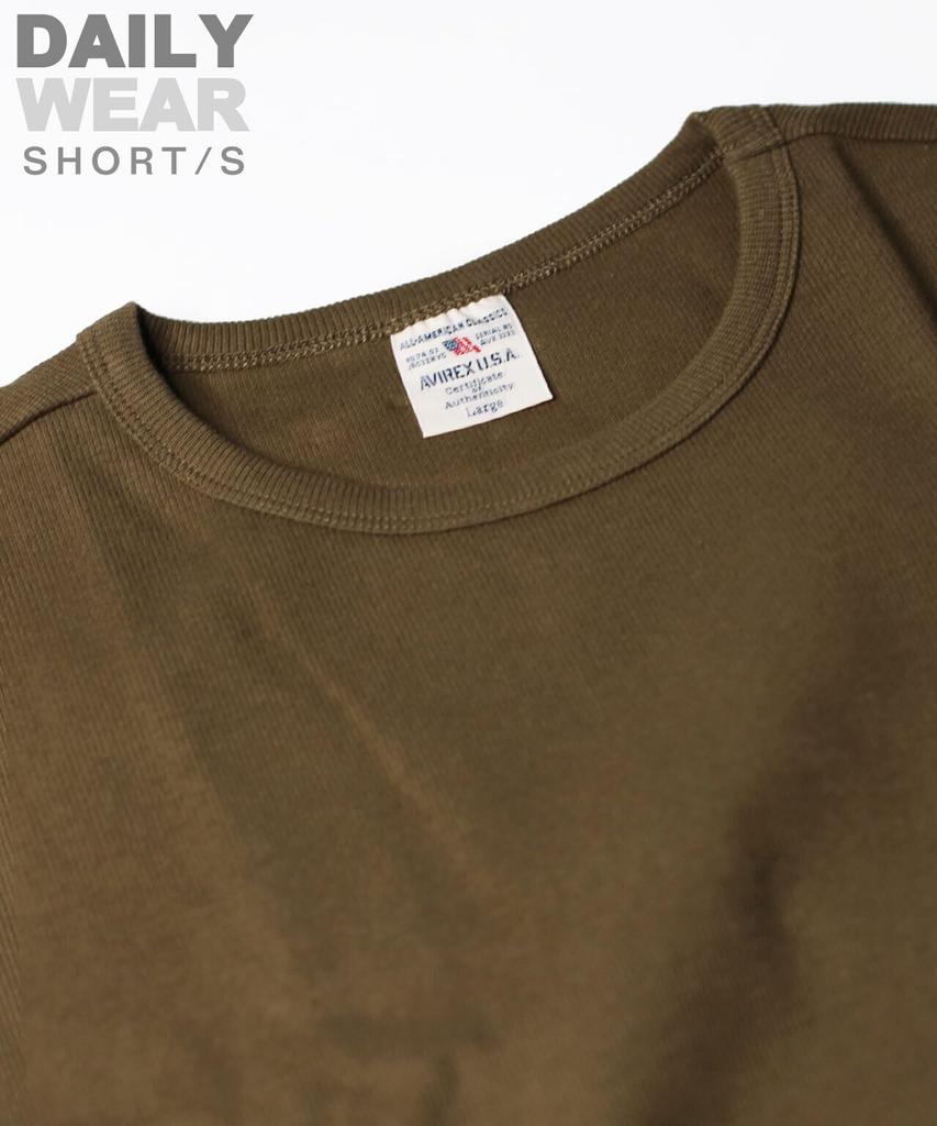 AVIREX DAILY RIB CREWNECK TEE 6143502 men's L size 075 olive