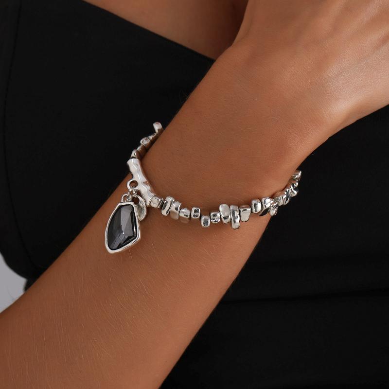 1/2Pcs Fashion Elegant Metal Pendant Necklace Irregular Necklaces Bracelet Cutting Metal Glitter Pendant Creative Jewelry Set