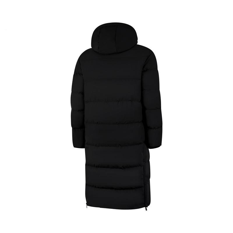 Li Ning Logo Print Windbreaker Hooded Loose Long Zipper Down Jacket Men Jacket Black AYMU289-3