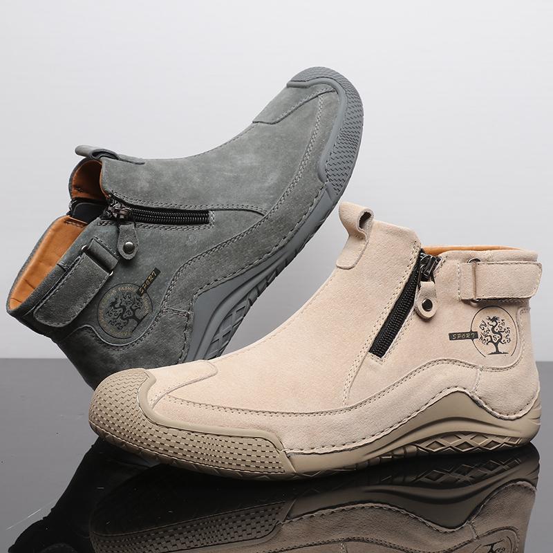 Handmade Split Leather Boots Men Shoes Comfortable Ankle Boots For Men Casual Shoes Large Size Tooling Shoes