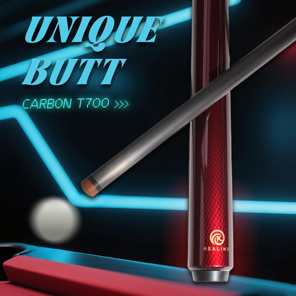 OKHEALING Gelenk Queue aus Kohlefaser mit Spitze 58 Zoll 19-20oz 1/2 12.4mm (Abspielen) (Uniloc)