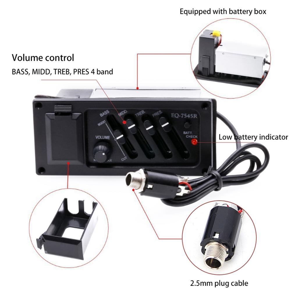 Gitar pickup EQ Classic tre akustisk elektrisk boks BASS MIDD TREB PRES Pickup 7545R