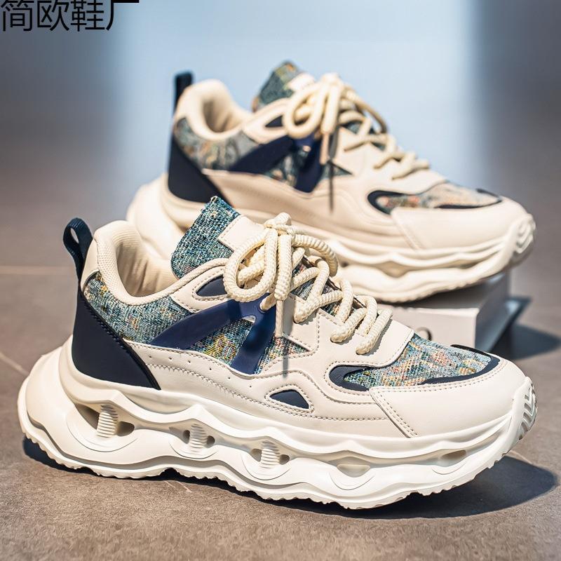 Summer new men's platform heightening shoes trendy student mesh casual sports shoes versatile straight