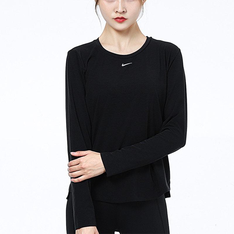 Nike Solid Color Training Breathable Long Sleeve T-Shirt Women Tops Black DD0621-010