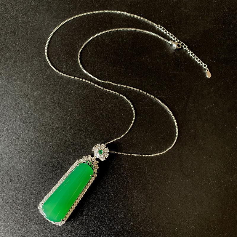 Jewelry No Matter Brand Pendant, Jadeite Green Ping An Brand Necklace About 2 * 6Cm Temperament Jade Pendant Pendant