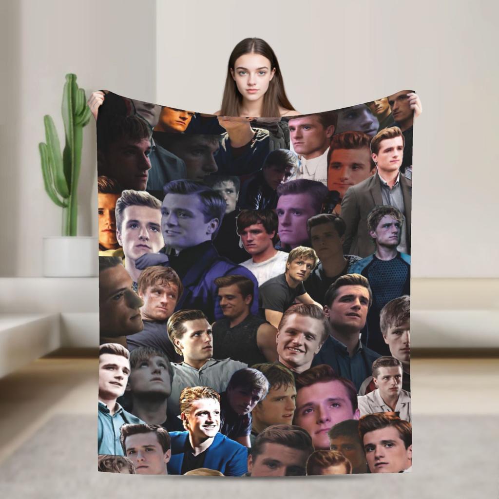 Hunger Games Peeta Mellark Blanket Cover Flannel Josh Hutcherson Lightweight Thin Throw Blanket for Sofa Couch Quilt Portable