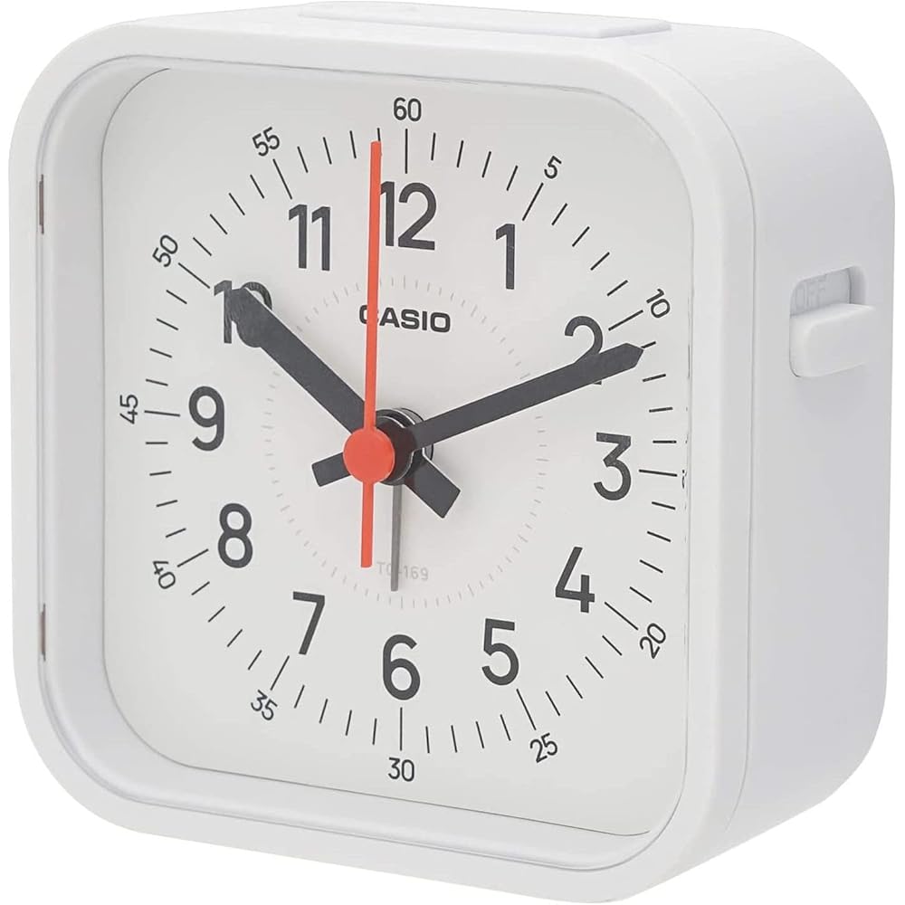 CASIO Alarm Clock, Table Clock, White, Analog, Compact, Mini Light, Snooze, Light, TQ-169-7JF