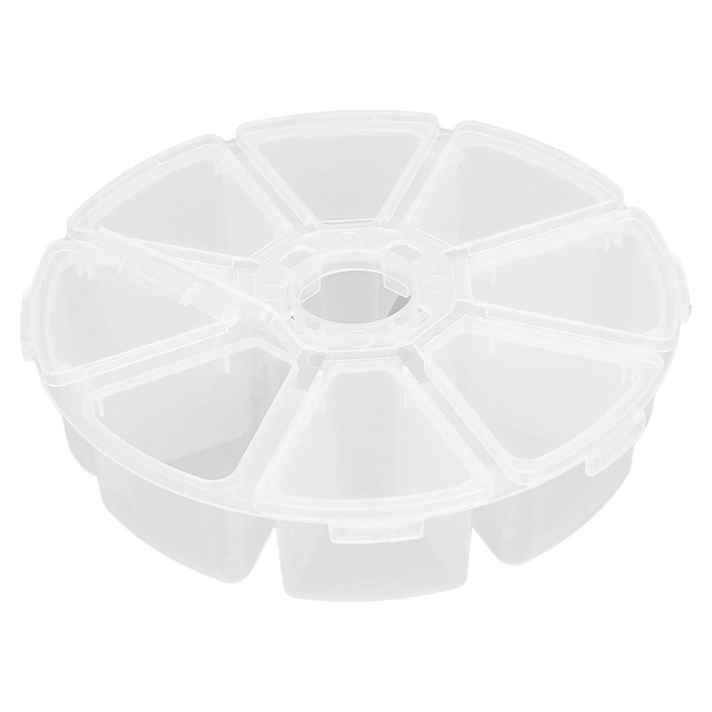 8 Fack Rund Klar Plastlåda Avdelare Förvaringsbehållare för Pärlor Smycken DIY Hantverk Nagelkonst Artiklar