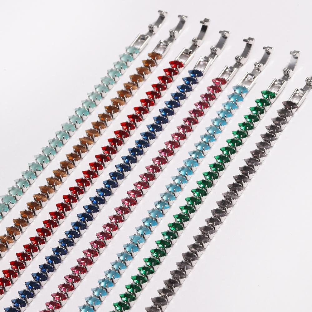 Luxury Dainty Tennis Bracelets for Women Silver Color Sparkling Colorful Cubic Zircon Stackable Hand Chain Crystal Wedding Jewel