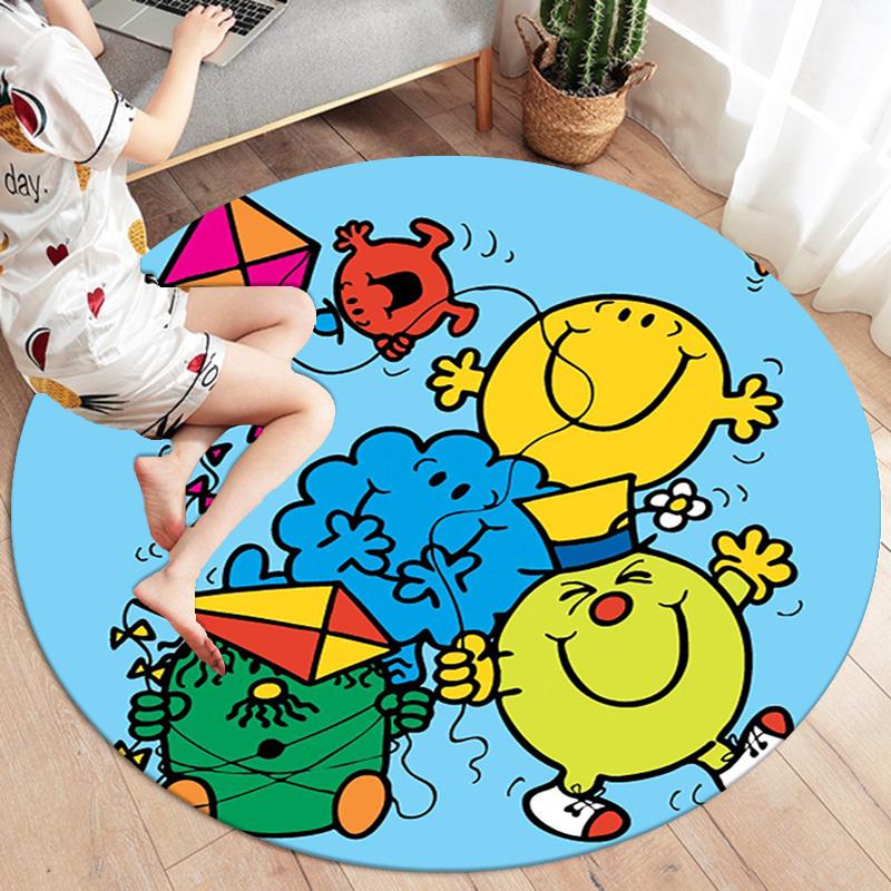 Herr. Herren Teppich Little Miss Rund, Teppich für Wohnzimmer Schlafzimmer Sofa Spielzimmer Dekor, Rutschfeste Bodenmatte