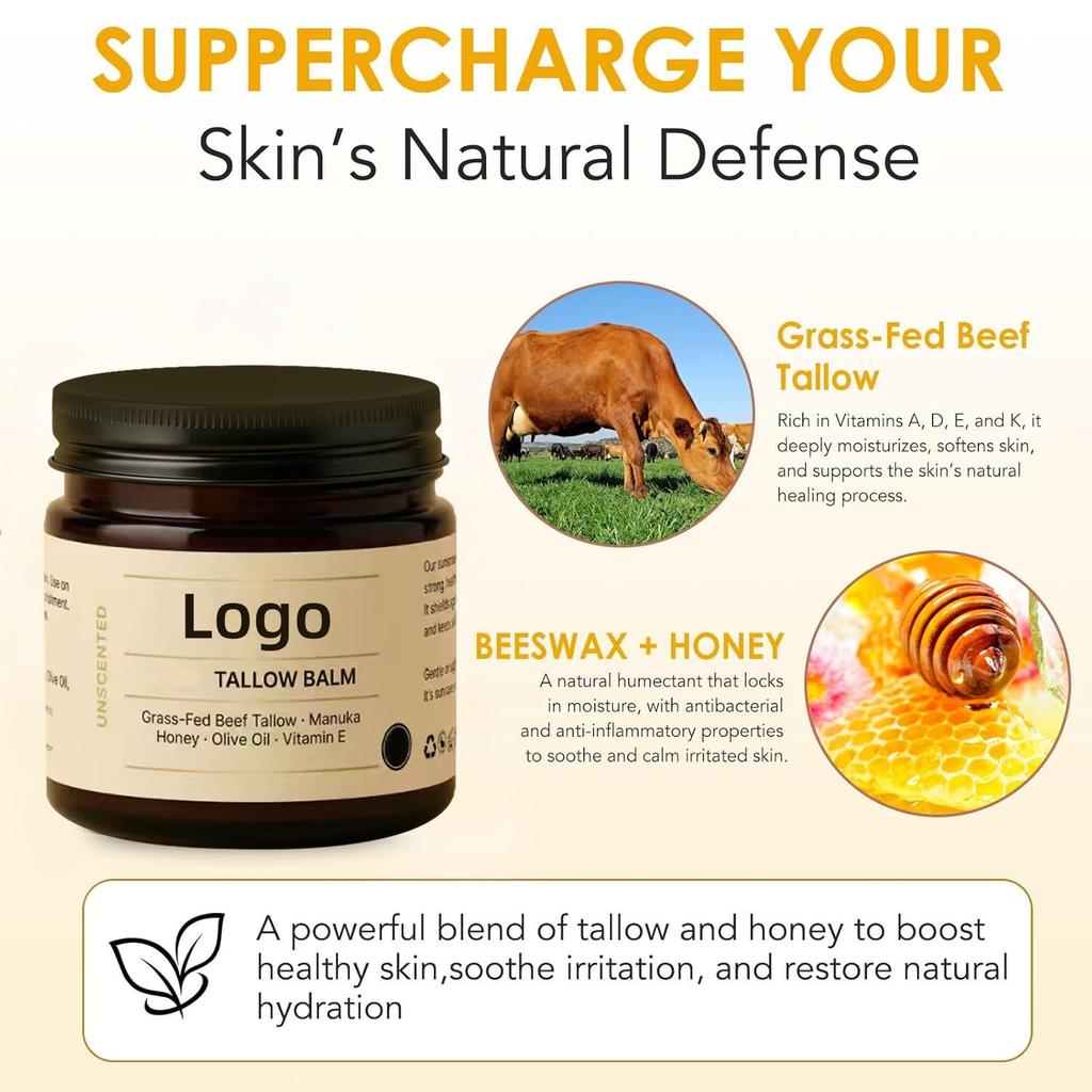 TK Cream Honey Tallow Balm with Grass-fed Olive Oil - Skincare In Stock